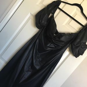 Black Leather Off the Shoulder Dress